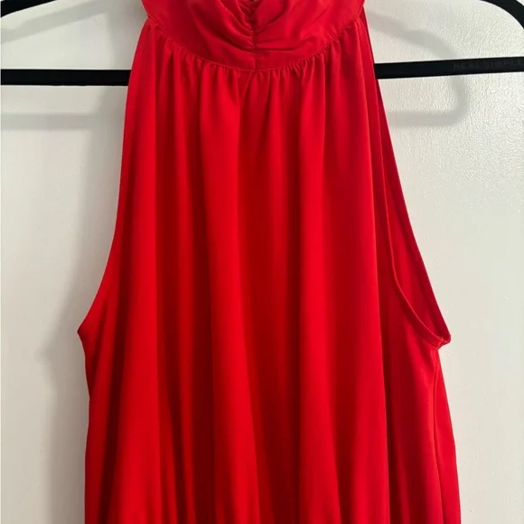 Red High Neck Maxi Dress - Picture 3 of 7